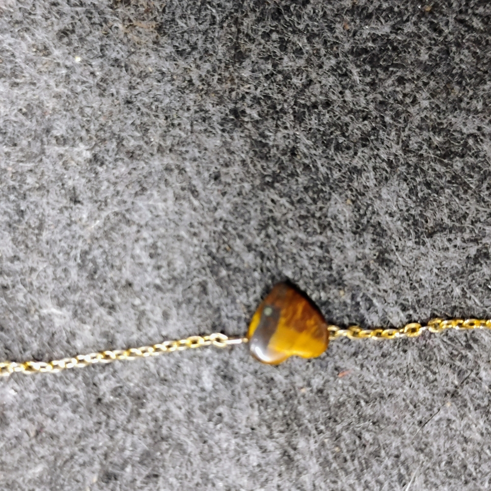 Gold Chain Necklace with Brown Stone